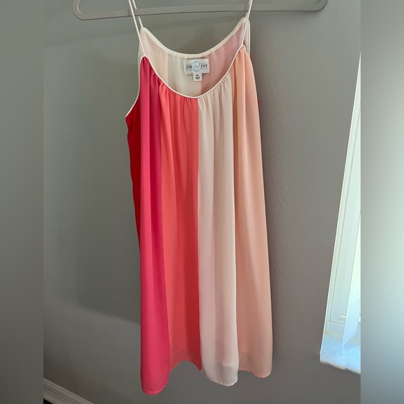 Francesca's Collections - Jun & Ivy - Coral Stripe Swing Mini Dress - Size XS - Picture 3 of 7